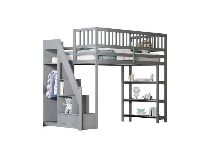 REDOM Kinderbett Multifunktionales Hochbett 90x200 cm (mit Kleiderschrank & Stauraum, Sicheres Kinderbett mit Leiter, Regal & Spielbereich), ohne Matratze von OTTO