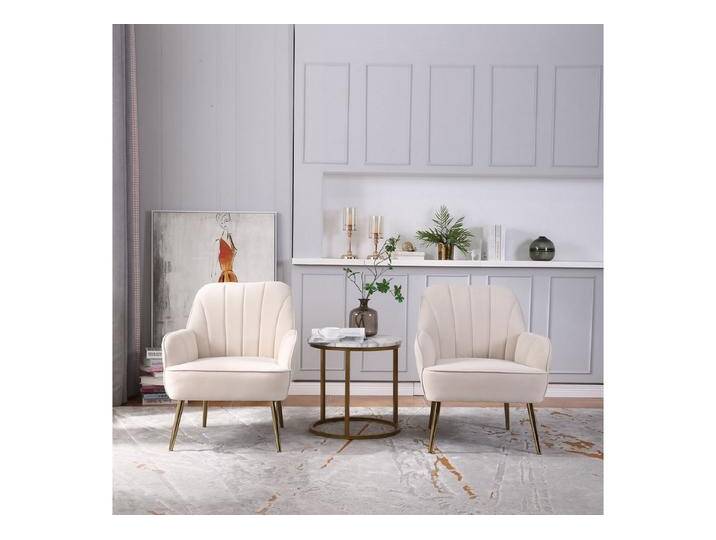 REDOM Loungesessel Eleganter Samt-Freizeitsessel (mit ergonomischem Design – Modern und Klassisch, Einfach zu Montieren., 2-St., Büro Freizeit Gepolsterte Einzelsofa Stuhl), Kaffee Stuhl mit Metallbeinen, weiß von OTTO