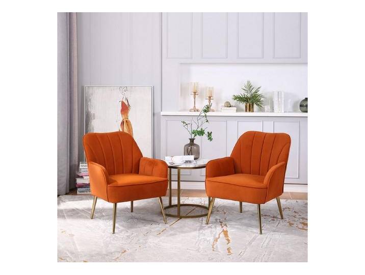 REDOM Loungesessel Eleganter Samt-Freizeitsessel (mit ergonomischem Design – Modern und Klassisch, Einfach zu Montieren., 2-St., Büro Freizeit Gepolsterte Einzelsofa Stuhl), Kaffee Stuhl mit Metallbeinen von OTTO