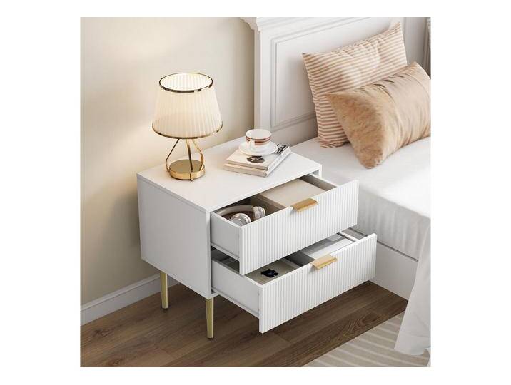REDOM Nachttisch Kommode,Nightstand (mit 2 Schubladen und Metallbeinen – Eleganter Nachttisch für Schlafzimmer, robuster Stauraum., 1-St., 53 x 41,5), weiß von OTTO