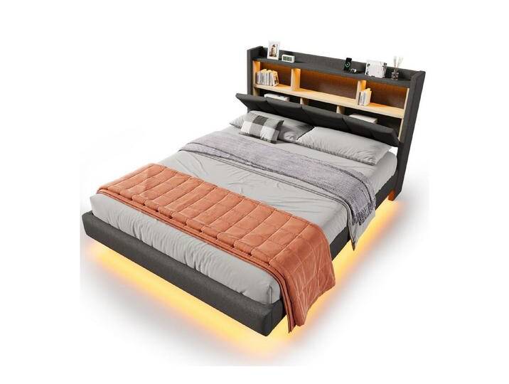 REDOM Polsterbett Funktionsbett,Kinderbett,Jugendbett (Polsterbett 140x200 cm mit USB/Type-C Ladeanschluss, Ambientebeleuchtung, Flip-Top-Ablage & Kopfteilablage – Modernes Design mit Stauraum für Schlafzimmer & Jugendzimmer, 140x200 cm), ohne Matratze REDOM Polsterbett Funktionsbett,Kinderbett,Jugendbett (Polsterbett 140x200 cm mit USB/Type-C Ladeanschluss, Ambientebeleuchtung, Flip-Top-Ablage & Kopfteilablage – Modernes Design mit Stauraum für Schlafzimmer & Jugendzimmer, 140x200 cm), ohne Matratze von OTTO