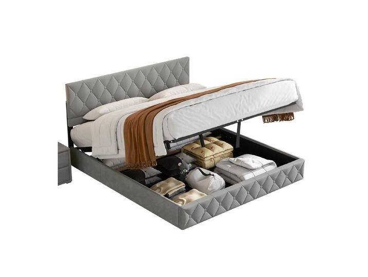 REDOM Polsterbett Funktionsbett (Ergonomisches Design, Stilvoll und Ästhetisch - Perfekt, Strapazierfähig und schmutzabweisend,elastische Polsterung), 180 x 200 cm mit Lattenrost, grau, Stil 2 von OTTO