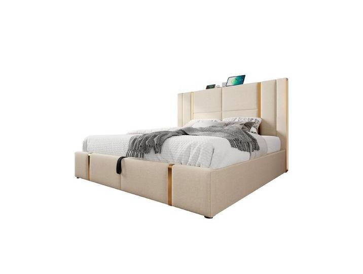 REDOM Polsterbett Funtionsbett Jugendbett Bett Stauraumbett gepolsteres LED Bettgestell (Stahlrahmen mit Hydraulisch anhebbar Bettstauraum und Holz-Lattenrost, 2-tlg., Leinen Doppelbett USB Type C Ladeanschluss APP 140x200 cm mit Matratze), weich Kopfteil Schaum-Polsterung Bettrahmen mit RGB-LED-Beleuchtung, beige REDOM Polsterbett Funtionsbett Jugendbett Bett Stauraumbett gepolsteres LED Bettgestell (Stahlrahmen mit Hydraulisch anhebbar Bettstauraum und Holz-Lattenrost, 2-tlg., Leinen Doppelbett USB Type C Ladeanschluss APP 140x200 cm mit Matratze), weich Kopfteil Schaum-Polsterung Bettrahmen mit RGB-LED-Beleuchtung, beige von OTTO