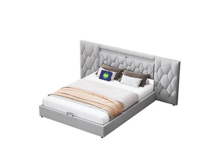REDOM Polsterbett Stauraumbett Doppelbett mit großer Rückenlehne (mit LED und USB-Steckdose,hydraulisches Stauraumsystem, 180x200 cm), ohne Matratze von OTTO