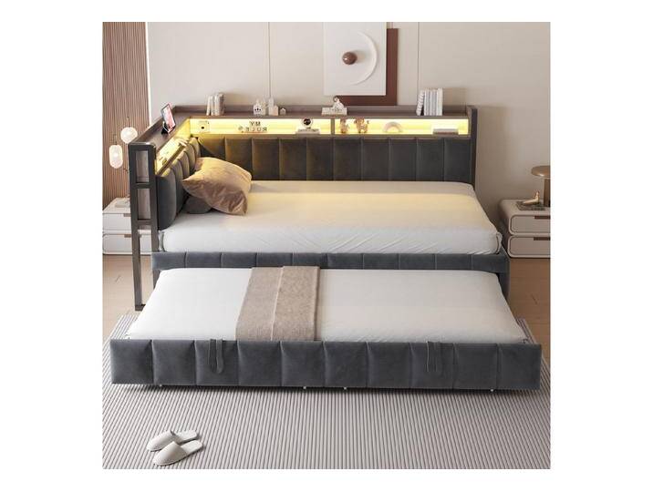 REDOM Schlafsofa mit USB-/Typ-C-Anschlüssen und LED-Lichtern, Ablagefächern, mit Ausziehbar Polsterbett, Funktionsbett 90 x 200 & 90x190 cm, ohne Matratze REDOM Schlafsofa mit USB-/Typ-C-Anschlüssen und LED-Lichtern, Ablagefächern, mit Ausziehbar Polsterbett, Funktionsbett 90 x 200 & 90x190 cm, ohne Matratze von OTTO