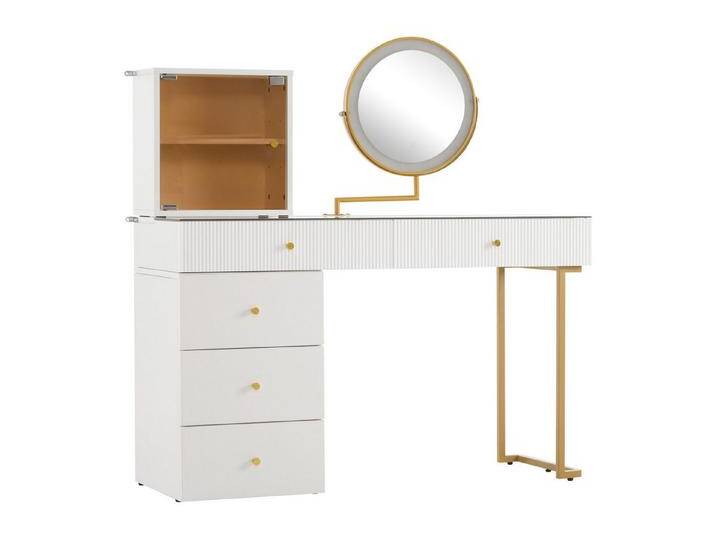REDOM Schminktisch luxuriöser Frisiertisch für moderne Schlafzimmer (Frisiertisch mit Schubladen und Kommode, ohne Hocker, 120*45*115 cm), mit 3-farbigen LED-beleuchtetem Spiegel von OTTO