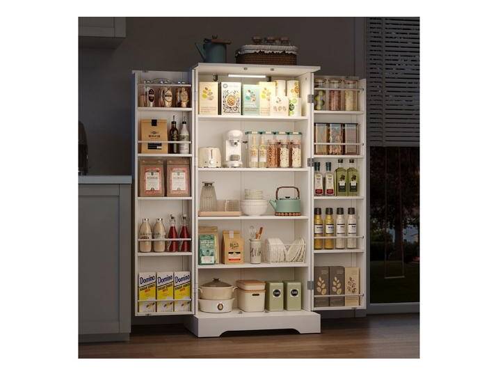 REDOM Sideboard Modernes Küchenschrank (Weißer Mehrzweck-Küchenschrank 60×35×128 cm mit LED-Sensorleuchte, höhenverstellbaren Regalen & Kippschutz, 1 St) von OTTO