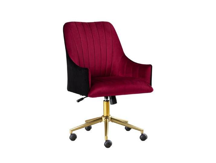 REDOM Stuhl Samt Bürostuhl höhenverstellbar Drehstuhl mit Goldmetallrahmen (360° Rollen und Goldrahmen, Tragfähigkeit: 150KG), rot, Rot von OTTO