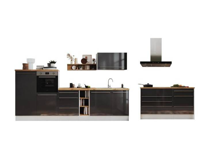 RESPEKTA Küchenzeile Gabriel, Breite 320/150 cm mit Soft-Close in exklusiver Konfiguration für OTTO, grau, Induktionskochfeld, Front: Grau Hochglanz RESPEKTA Küchenzeile Gabriel, Breite 320/150 cm mit Soft-Close in exklusiver Konfiguration für OTTO, grau, Induktionskochfeld, Front: Grau Hochglanz von OTTO