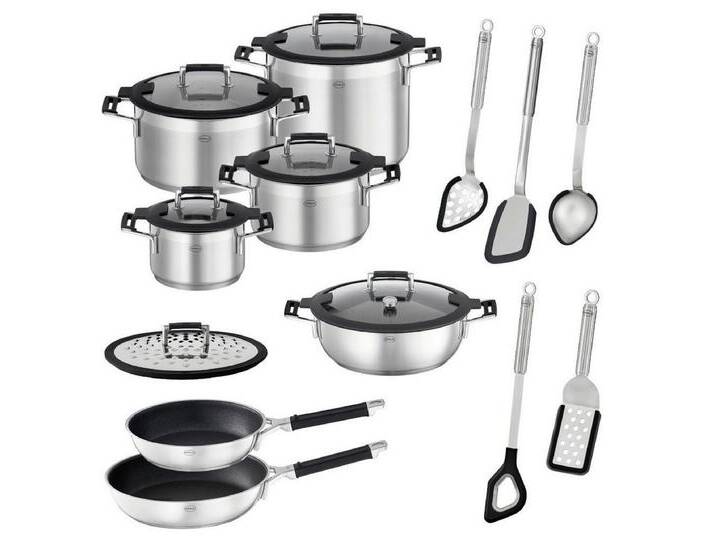 RÖSLE Topf-Set Silence® Pro Topfset 13tlg, Edelstahl 18/10, Profi-Set SILENCE PRO 13-tlg. von OTTO