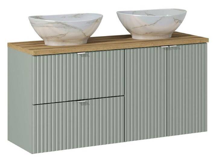 ROYAL24_MARKT Badmöbel-Set - Line Reed Green L -2 Waschbeckenunterschrank, Arbeitsplatte 120 cm, (Komplett Set, 5-St., Premium - Line Reed Green L) von OTTO