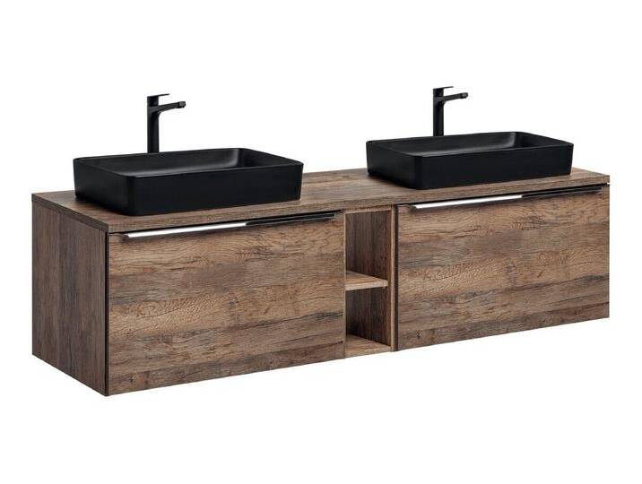 ROYAL24_MARKT Badmöbel-Set - Santa Fe Oka S BM216 - Arbeitsplatte, 2 Waschbeckenunterschrank, (Komplett Set, 6-St., Premium - Santa Fe Oak S) von OTTO