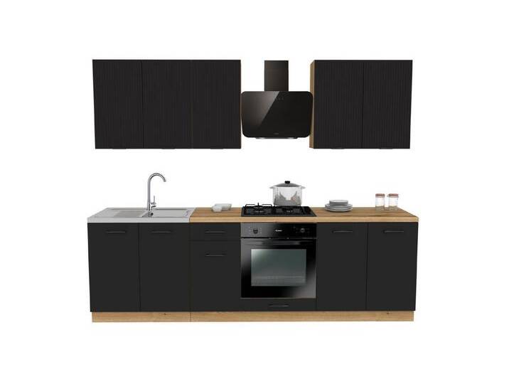 ROYAL24_MARKT Küchenzeile - SIMPLY Z8 260 cm - Smarte Küchen Lösung, (Komplett Set), Beste Güte - Innovativ - Modern, schwarz von OTTO