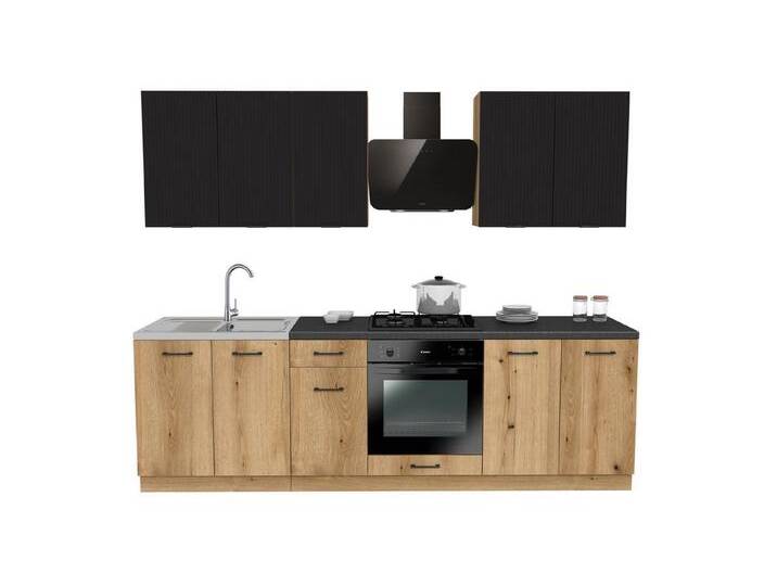 ROYAL24_MARKT Küchenzeile - SIMPLY Z9 260 cm - Pure Küchen Ästhetik, (Komplett Set), Edle Materialien - Stilvolles Design - Hohe Qualität, schwarz von OTTO
