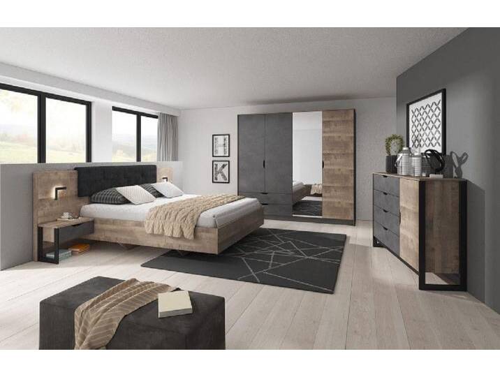 ROYAL24_MARKT Schlafzimmer-Set mit zeitlosem Charme, (Komplett Set, 3-St., Kaja Pro), Originelle Form - Stimmungsvolle LEDs - Exakte Verarbeitung., beige von OTTO