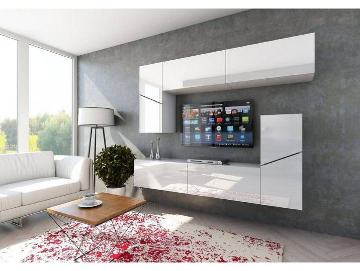 ROYAL24_MARKT Wohnwand Premium-Luxus 2024 / Erstklassige Materialien für stilvolles Wohnen., (Komplett Set, 6-St., Premium - Leno S11), Exklusives Design - Erstklassige Materialien - Modern 2024 ', weiß von OTTO