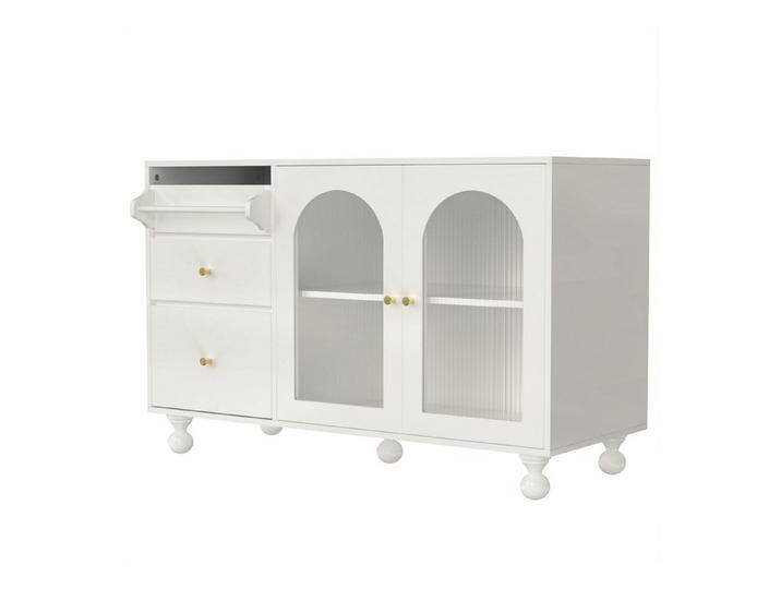 ROYGBIV Sideboard Moderner Retro-Stil Sideboard mit Handtuchhalter und Schublade, weiß, Weiß ROYGBIV Sideboard Moderner Retro-Stil Sideboard mit Handtuchhalter und Schublade, weiß, Weiß von OTTO