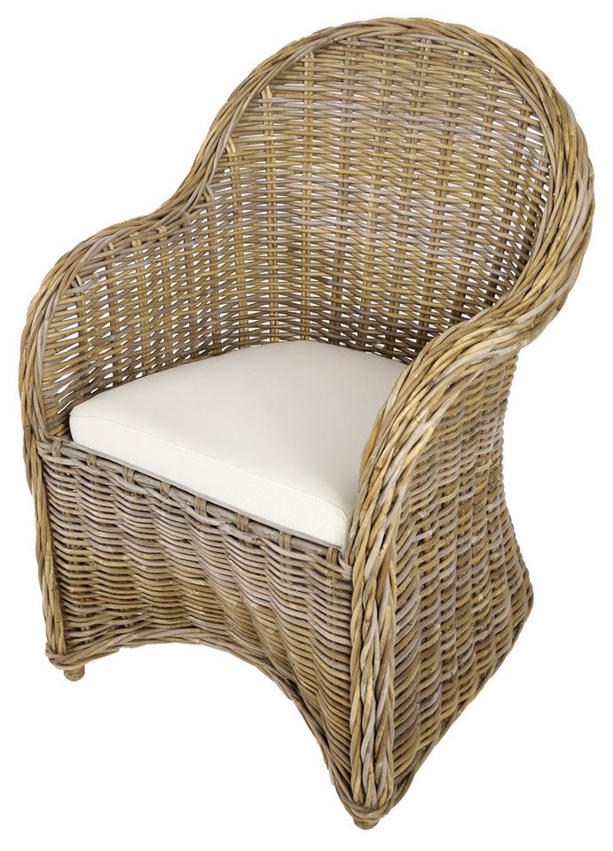 Kobolo Rattanstuhl BOSTON NEW Sessel aus Rattan grau (kubu grey) von Kobolo