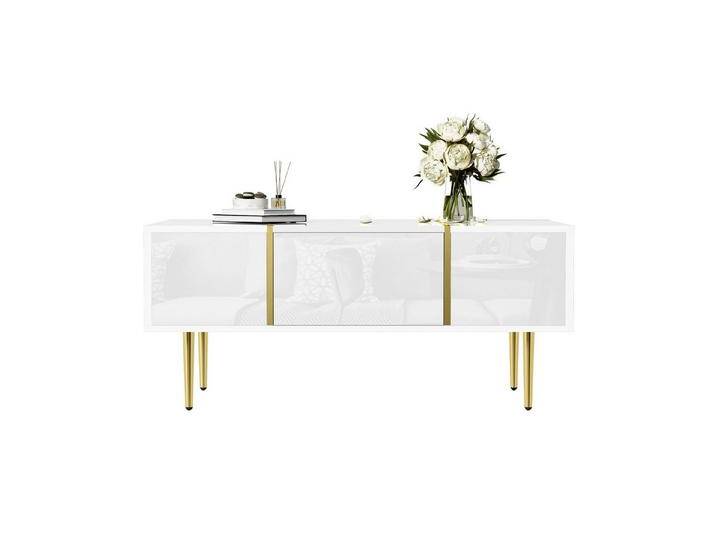 Refined Living Couchtisch Wohnzimmertisch mit Hochglanz Beistelltisch mit 2 Schubladen Sofatisch (1-St., 100 L x 60 B x 41.5 H, Modern und vielseitig, Großzügige Ablagefläche), Stabil und langlebig, Leichte Montage, Kehrmaschinen-freundlich von OTTO