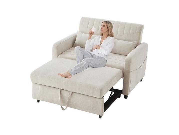 Refined Living Schlafsofa Zweisitzer-Klappsofa,Klapp-Sofa-Bett,Sofa mit Bettfunktion,2-in-1 Sofa, Hautfreundlich, weich und langlebig, Sofa und Bett in einem, 3-fach verstellbare Rückenlehne, Schlafcouch, 2-Sitzer Sofa, ausziehbares Schlafsofa, Gästebett, Sofa für kleine Wohnung, Schlafcouch Leinen, Sofabett klappbar mit Schlaffunktion & 2 Kissen, Kompaktes Sofa, Sofa für Studentenwohnheim, Platzsparendes Design, Robuste Konstruktion 1 Teile, für Kleine Wohnungen, Gästezimmer, Wohnzimmer,Büro,Studentenwohnheime von OTTO