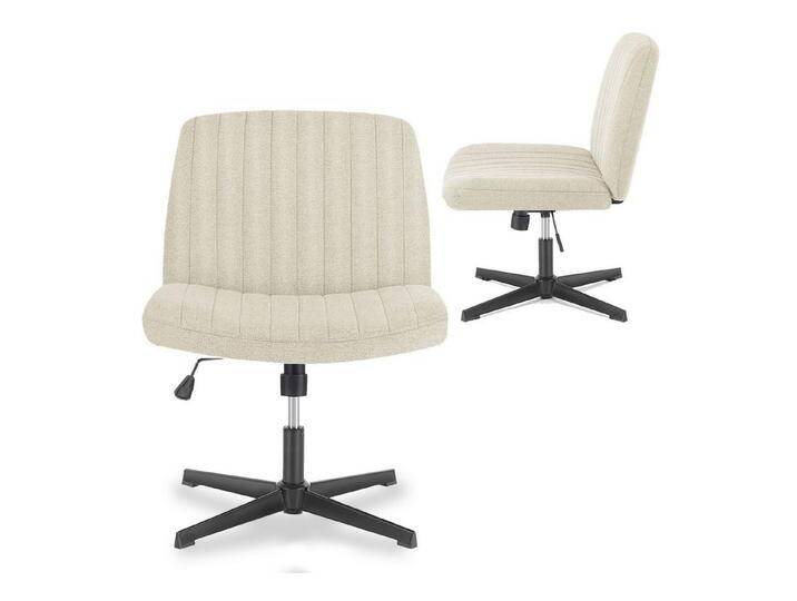 Refined Living Schreibtischstuhl Bürostuhlmit gekreuzten Beinen Höhenverstellung 120° Neigungswinkel (360° Drehstuhl Ohne Armlehnen Kinderstuhl Lernstühle Stoff Beige, 1 St), Geeignet für Zuhause, Schlafzimmer, Büro von OTTO