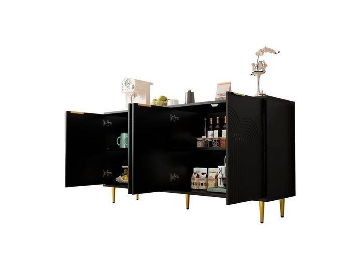 Refined Living Sideboard Kommode mit 4 Türen,Aufbewahrungsschrank,Buffetschrank mit Stauraum (maße 160×80×40 cm (B×H×T), Wohnzimmerschrank mit Goldene Gebürstete Griffe und Hochglanz Tischbeine Komodenschrank, 1 St), für Flur,Wohnzimmer,Eingangsbereich,Wohnung,Schlaf-/Esszimmer,Büro von OTTO