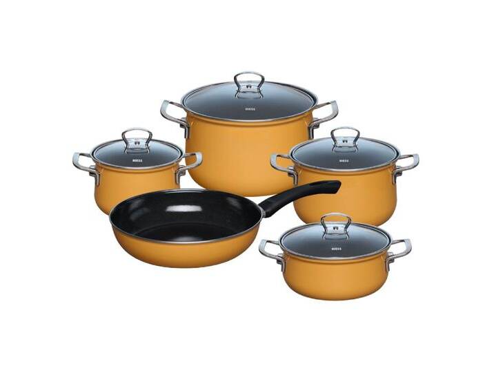 Riess Kochtopf NOUVELLE Emaille Kochgeschirr-Set 5-tlg Gelb, gelb von OTTO