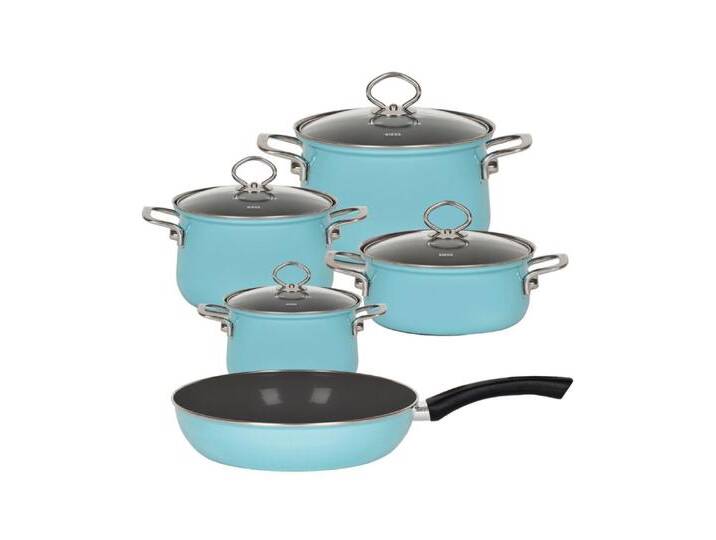 Riess Kochtopf NOUVELLE Emaille Kochgeschirr-Set 5-tlg Hellblau, blau Riess Kochtopf NOUVELLE Emaille Kochgeschirr-Set 5-tlg Hellblau, blau von OTTO
