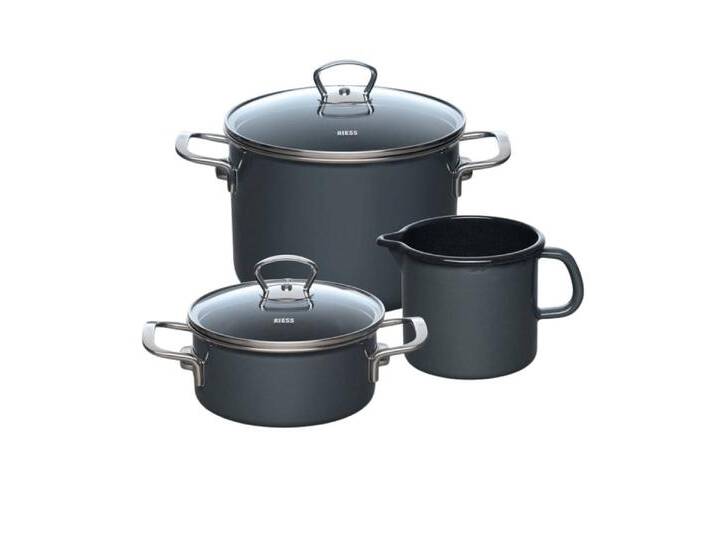 Riess Kochtopf NOUVELLE PUR Emaille Starterset 3-tlg Dunkelgrau, grau von OTTO