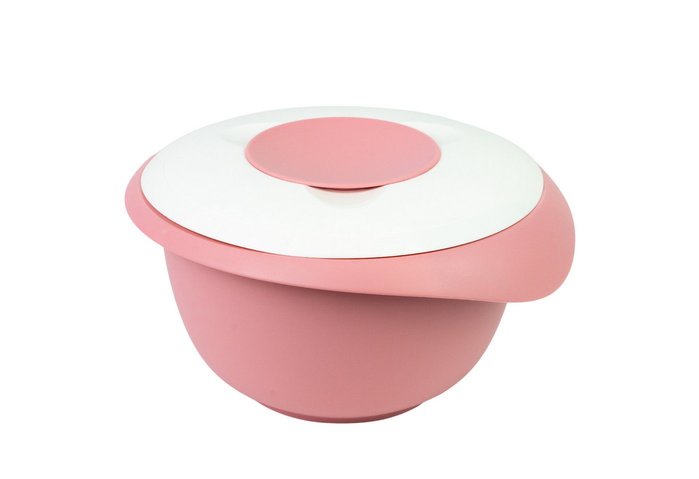WESTMARK Rührschüssel mit zweigeteiltem Deckel, 3,5 l, Mit Ausgießer, Kunststoff, Rosa/Weiß, PP, PE von WESTMARK