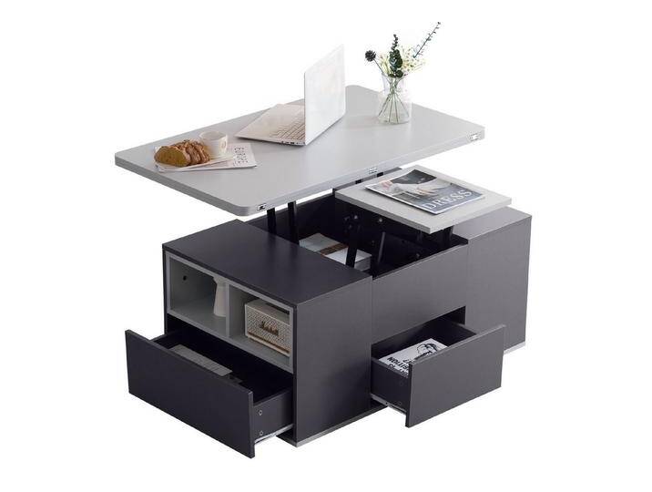 Rutaqian Couchtisch Beistelltisch Esstisch Wohnzimmertisch mit Schublade, 100×50cm, (1-St), große Kapazität, modernes 2 in 1 Design, grau von OTTO