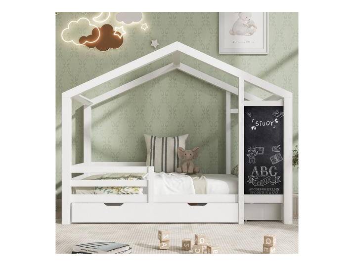 Rutaqian Daybett Kinderbett Hausbett 90 x 200 cm, Holzbett mit Tafel und 2 Schubladen, weiß Rutaqian Daybett Kinderbett Hausbett 90 x 200 cm, Holzbett mit Tafel und 2 Schubladen, weiß von OTTO