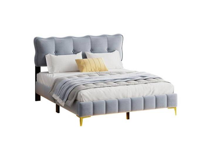 Rutaqian Polsterbett Paris Doppelbett Jugendbett mit LED, mit Lattenrost und Kopfteil, (1-tlg), Rückenlehne, hohe Metallfüße, aus Samtstoff 160 x 200 cm von OTTO