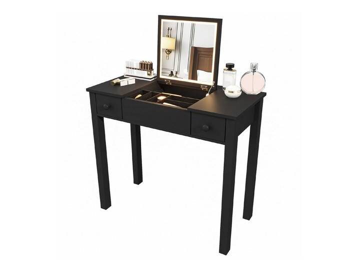 Rutaqian Schminktisch Schminktisch mit LED-Beleuchtung Spiegel, 2 Schubladen (1-St., Modern, 83.8x40x75cm, schwarzer) von OTTO