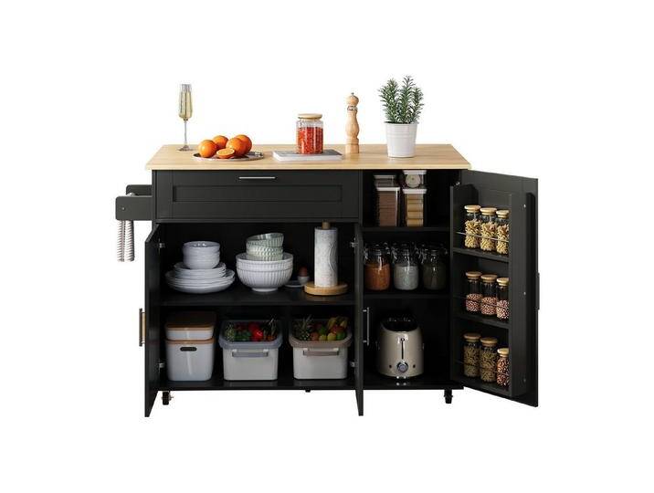 Rutaqian Sideboard Küchenschrank, Multifunktionaler Mobiler Klapptisch, Buffetschrank, (1 St., ewürzregal & Handtuchhalter – 5 Rollen), für Küche/Essen, 132.5x44(70)x90 cm von OTTO