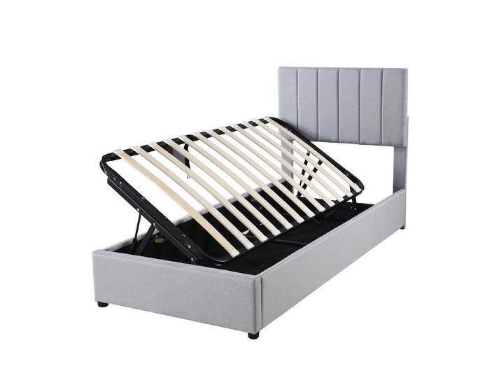 Rutaqian Stauraumbett Boxspringbett Kinderbett Jugendbett Einzelbett Polsterbett 90x200cm, (1-tlg), mit Lattenrost und Kopfteil, moderner Landhausstil, aus Leinen von OTTO