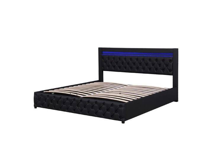 Rutaqian Stauraumbett Polsterbett mit LED-Beleuchtung, Doppelbett 160 x 200 cm, (1-tlg), Funktionsbett mit Lattenrost und Stauraum, in Weiß, PU von OTTO
