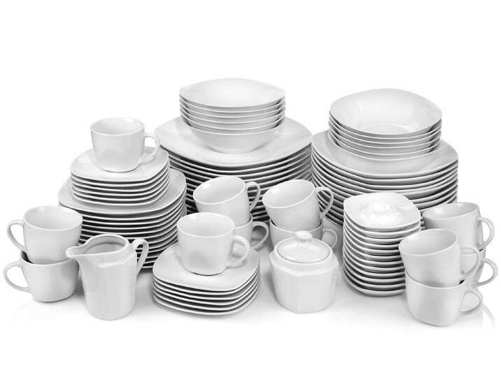 SÄNGER Kombiservice Bilgola Geschirrset, Weiß (86-tlg), 12 Personen, Porzellan, Spülmaschinengeeignet, Premium Collection, weiß von OTTO