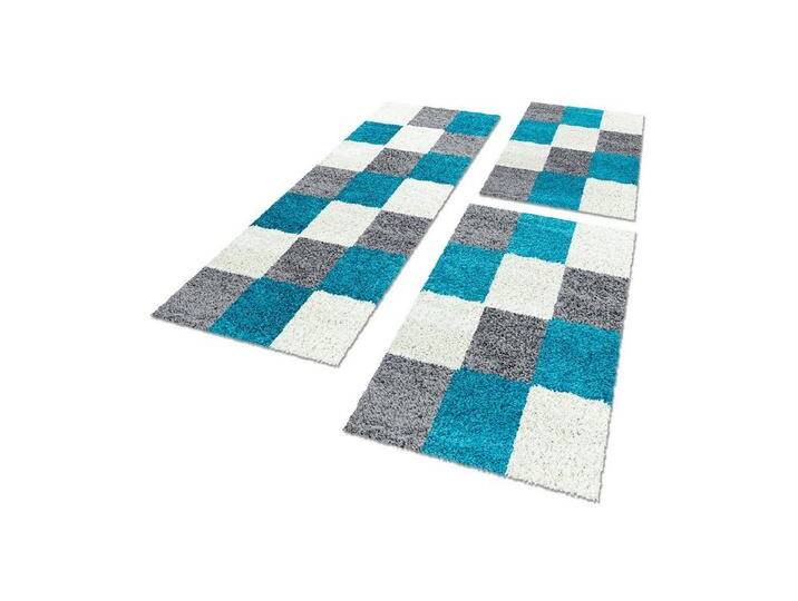 SIMPEX24 Hochflor-Bettumrandung Kariert Design, Höhe 30 mm, (Bett-Set, 3-tlg., Bettvorlage), Schlafzimmer Teppich Bettumrandung Läufer Set 3 teilig von OTTO