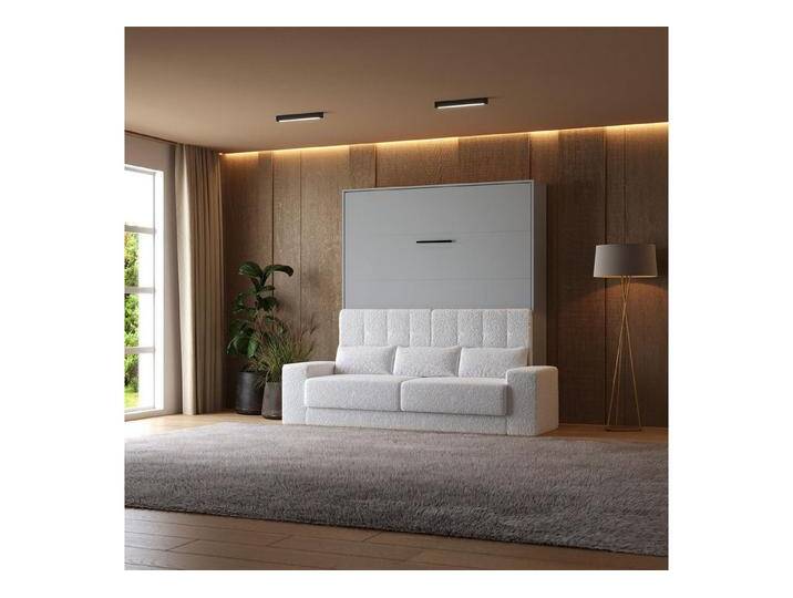 SMARTBett Schrankbett Schrankbett +SOFA Weiss M1 160x200 V Klappbett (Schrankbett+ Sofa, 2-St., Schrankbett+ Sofa), Perlgrau/Perlgrau von OTTO