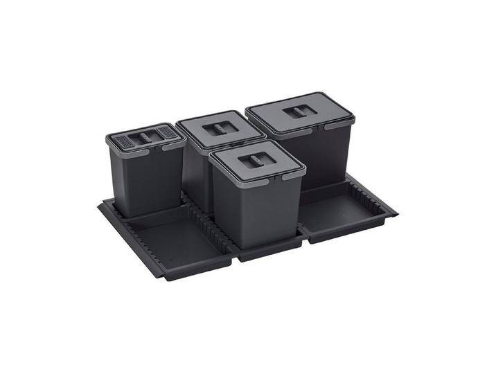 SO-TECH® Mülleimer Abfallsammler Metropolis 15+10+10+6L mit Deckel, Abfallsystem für Auszug Korpus 90 cm, grau von OTTO