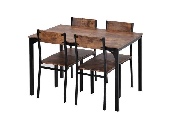 SOFTWEARY Esstisch mit 4 Stühlen, Esstisch-Set (5-teilig), Küchentisch, Esszimmergruppe, braun von OTTO
