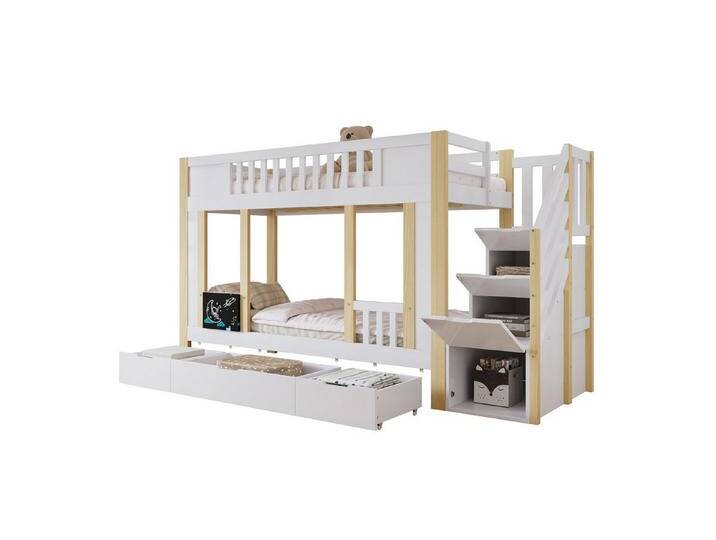 SOFTWEARY Etagenbett mit 2 Liegeflächen und Stauraum (90x200 cm, Lattenrost, Tafel, Schrank und Schubladen), Kinderbett mit Rausfallschutz und Treppe SOFTWEARY Etagenbett mit 2 Liegeflächen und Stauraum (90x200 cm, Lattenrost, Tafel, Schrank und Schubladen), Kinderbett mit Rausfallschutz und Treppe von OTTO