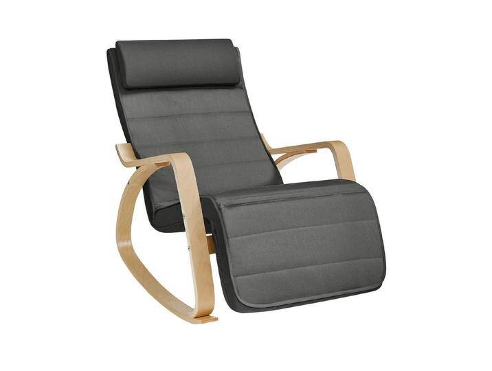 SONGMICS Schaukelsessel, Relaxsessel, Relaxstuhl, verstellbare Fußstütze, grau, Dunkelgrau von OTTO