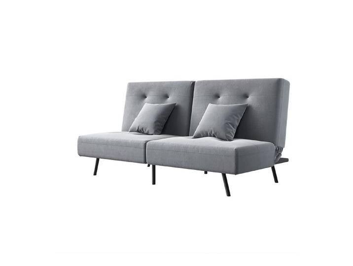 SONNI Schlafsofa Schlafsofa Klappbares Sofabett 180 cm mit verstellbarer Rückenlehne, 2 Kissen, Schlaffunktion, Baby-Samt, 180x89x78cm, grau, grau von OTTO