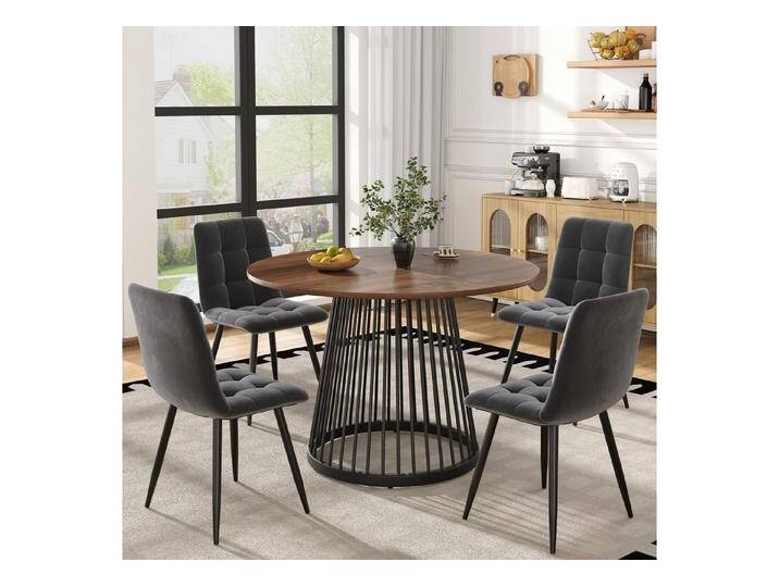 STILVORA Essgruppe Esstisch-Set mit 4 Stühlen,rundes Tischset mit schwarze Beinen,Grau, (Stuhl:44*41*86 Esstisch:Durchmesser 80 cm, Höhe 76 cm), grau schwarz von OTTO