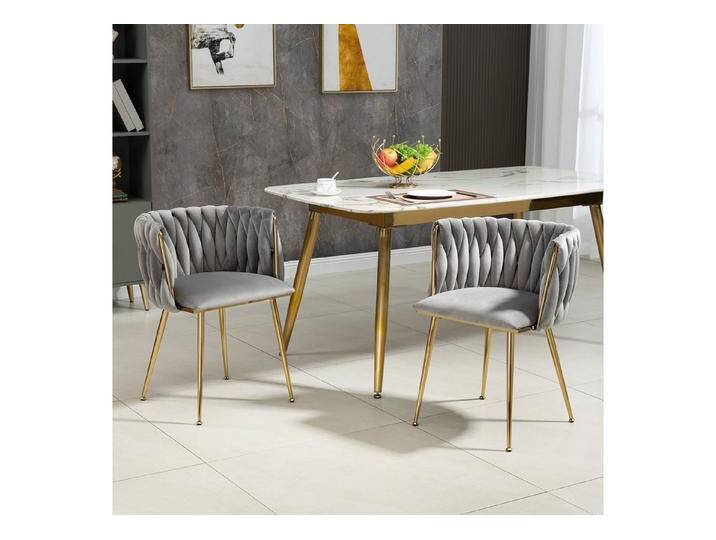 STILVORA Esszimmerstuhl 2-er Set Polsterstuhl mit weichen Kissen&Metallbeine,Küchenstuhl Samt, Grau von OTTO