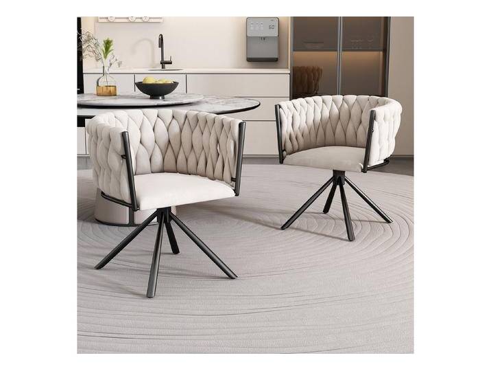 STILVORA Esszimmerstuhl mit Metallbeine,2er-Set Drehstuhl Küchenstuhl aus Samtstoff,Beige von OTTO