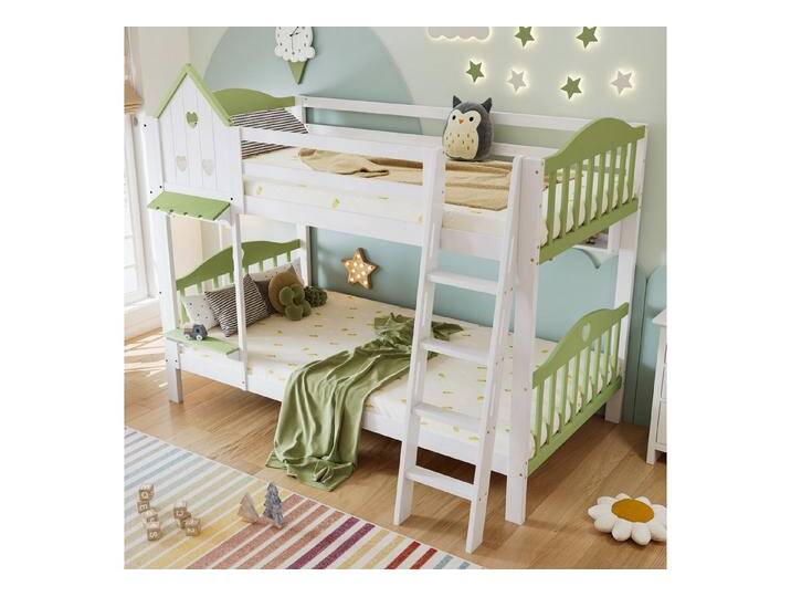STILVORA Etagenbett 90x200 Hochbett mit Gitter&Fallschutz,Einzelbett mit Fenster®al,MDF (Kinder-Etagenbett mit Dach, Fenster und Fallschutz – Massivholzrahmen von OTTO