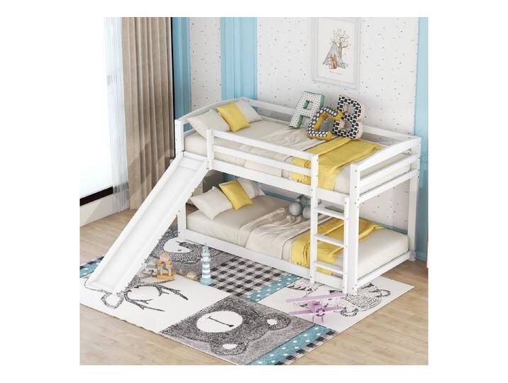 STILVORA Etagenbett Kinderbett 90x200 mit Rutsche,Doppelbett mit Leiter und Geländern,weiß (Bettgestell,ohne Matratze), weiß, weiß von OTTO